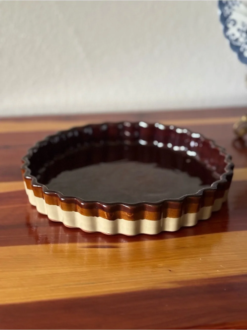 Stoneware Fluted Baking Dish - Brown and Cream
